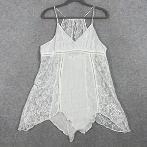 Linea Donatella Womens Fairy Camisole Tank Top Size XL White Sheer Lace Coquette